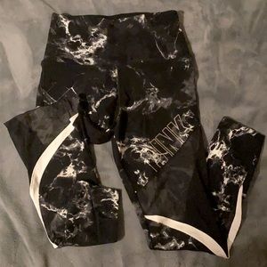 PINK Black Marble Leggings with breathable mesh